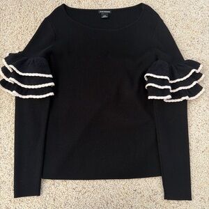 Club Monaco Black Top with Ruffle Sleeves